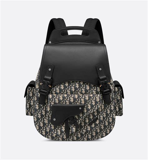 Maxi Gallop Backpack Beige and Black Dior Oblique Jacquard 